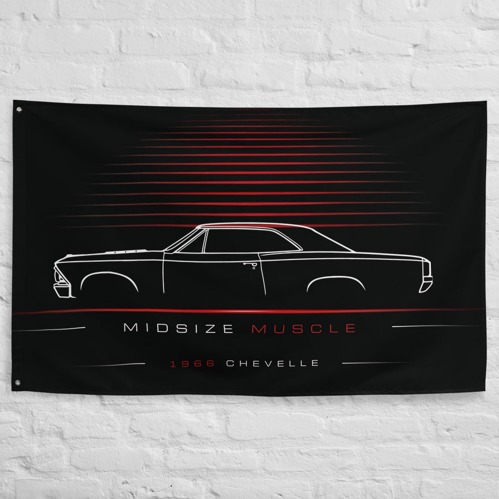 Chevrolet Chevelle 1966 car silhouette flag - White Brick Wall