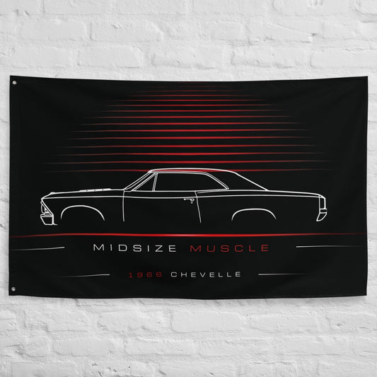 Chevrolet Chevelle 1966 car silhouette flag - White Brick Wall
