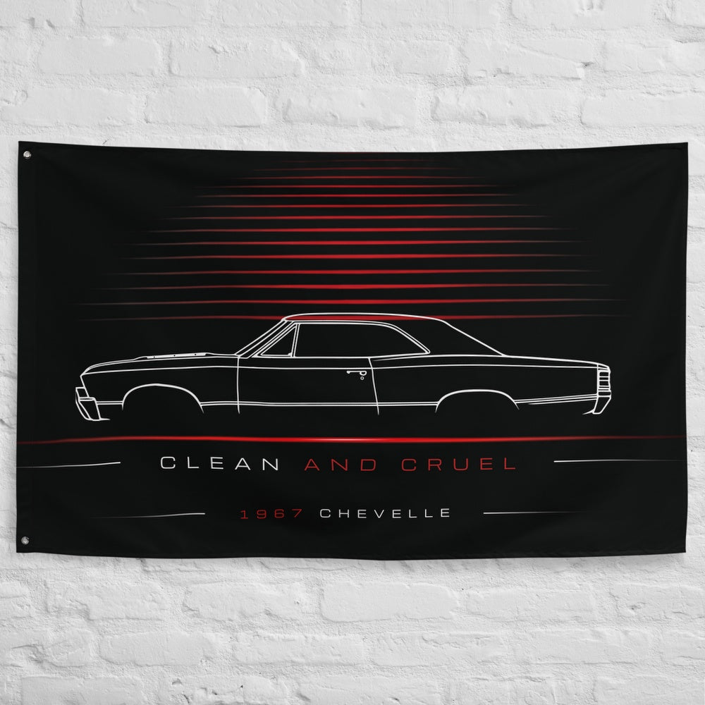 Chevrolet Chevelle 1967 car silhouette flag - White Brick Wall