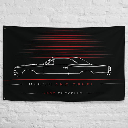 Chevrolet Chevelle 1967 car silhouette flag - White Brick Wall