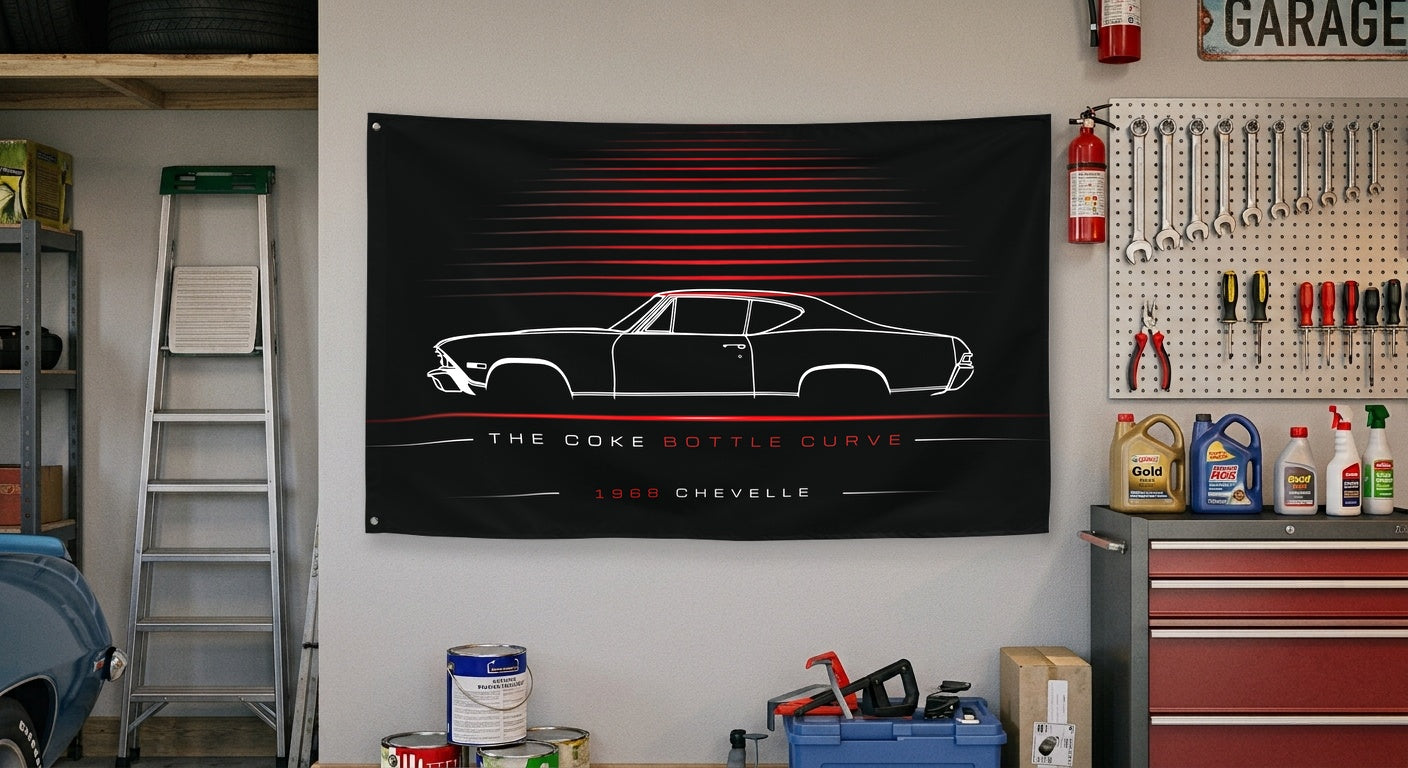 Chevrolet Chevelle 1968 car silhouette flag - Garage Wall