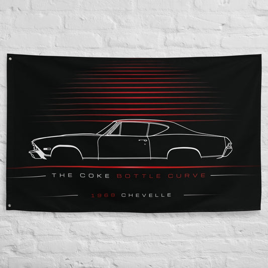 Chevrolet Chevelle 1968 car silhouette flag - White Brick Wall