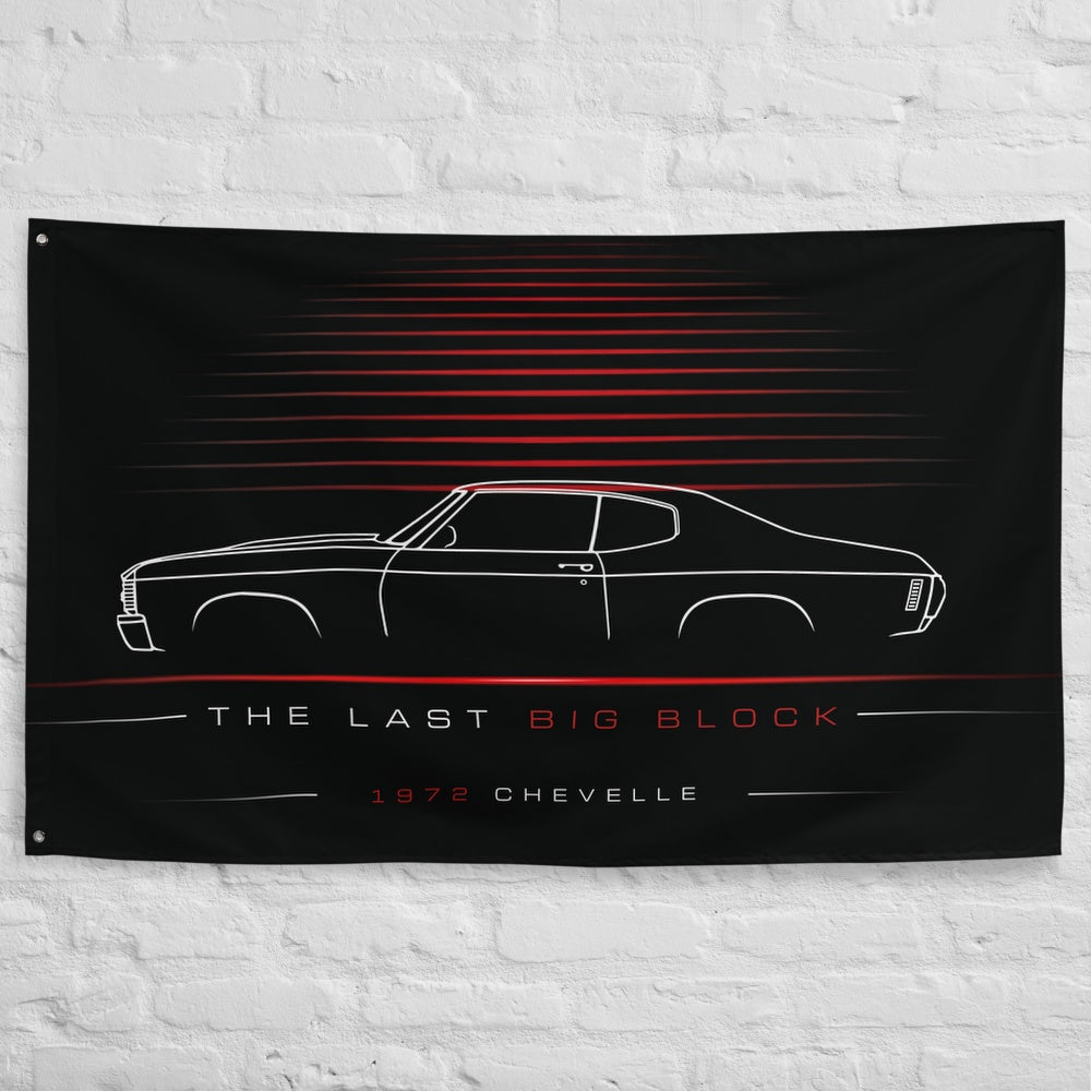 Chevrolet Chevelle 1972 car silhouette flag - White Brick Wall