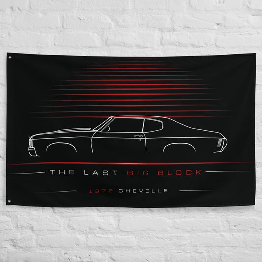 Chevrolet Chevelle 1972 car silhouette flag - White Brick Wall