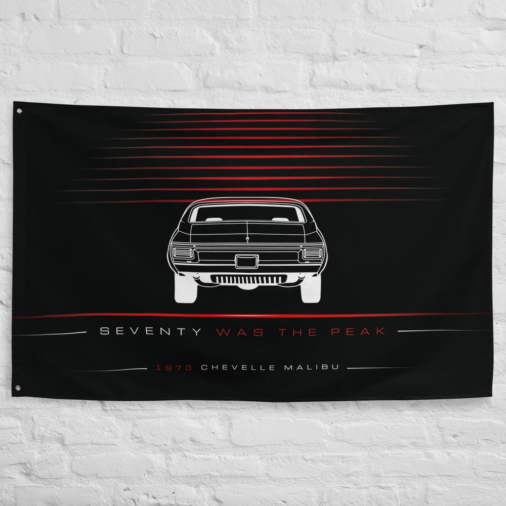 Chevrolet Chevelle Malibu 1970 car silhouette flag - White Brick Wall