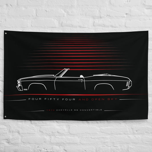 Chevrolet Chevelle SS Convertible 1970 car silhouette flag - White Brick Wall