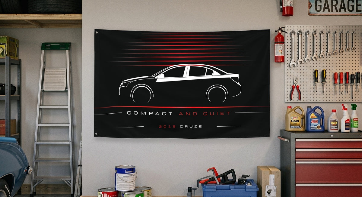 Chevrolet Cruze 2016 car silhouette flag - Garage Wall