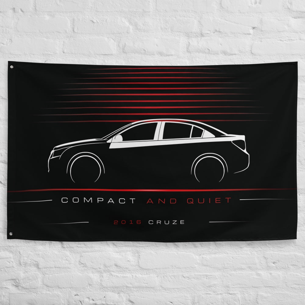 Chevrolet Cruze 2016 car silhouette flag - White Brick Wall