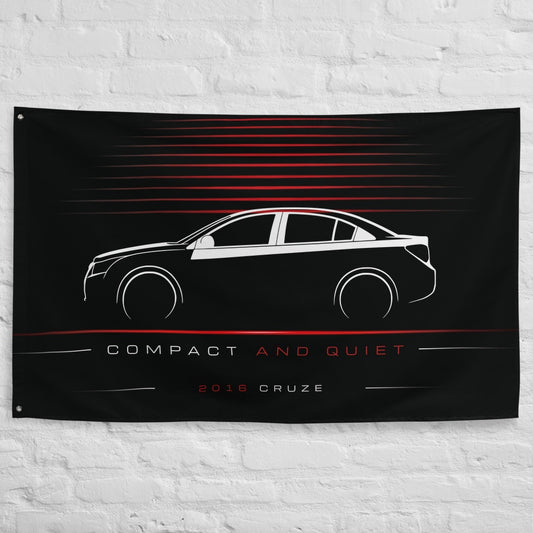 Chevrolet Cruze 2016 car silhouette flag - White Brick Wall