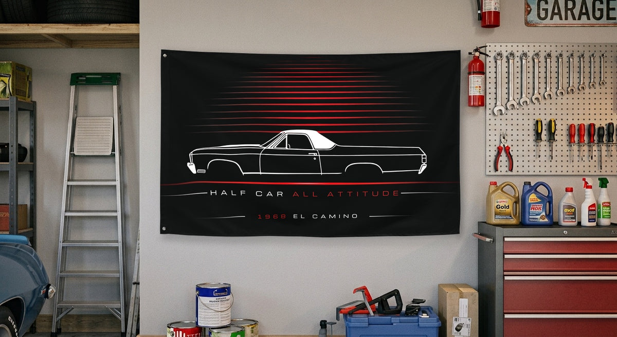 Chevrolet El Camino 1968 car silhouette flag - Garage Wall