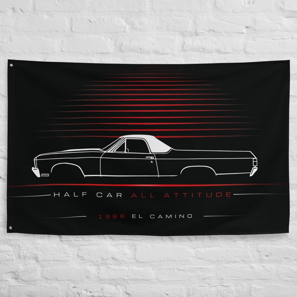 Chevrolet El Camino 1968 car silhouette flag - White Brick Wall