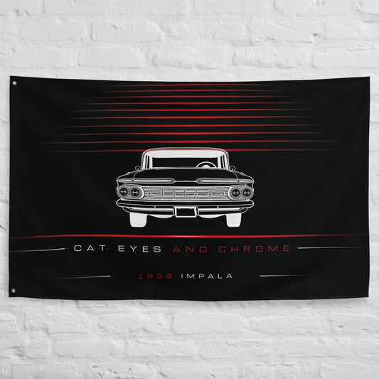 Chevrolet Impala Classic 1959 car silhouette flag - White Brick Wall