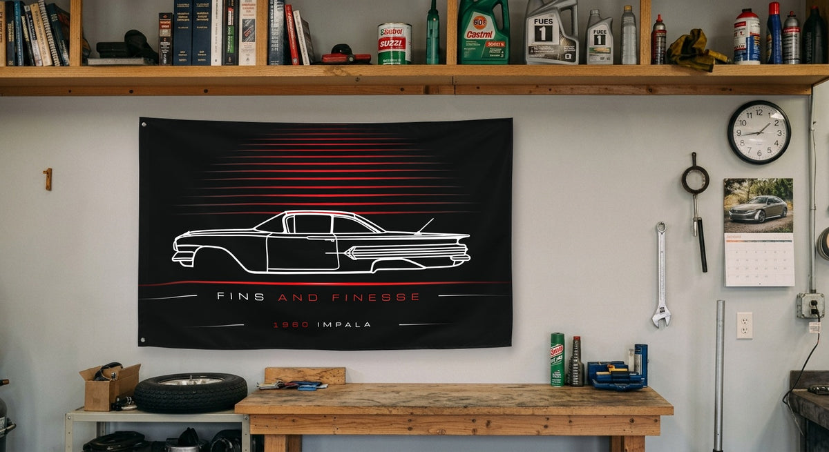 Chevrolet Impala 1960 car silhouette flag - Garage Workbench