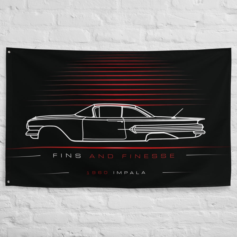Chevrolet Impala 1960 car silhouette flag - White Brick Wall