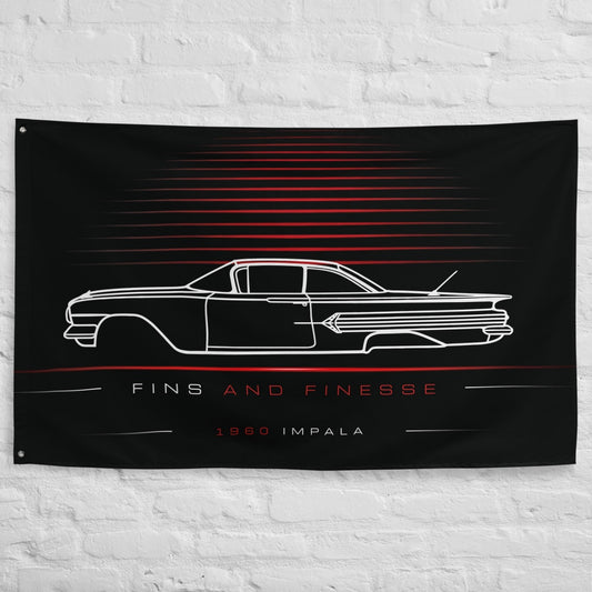 Chevrolet Impala 1960 car silhouette flag - White Brick Wall