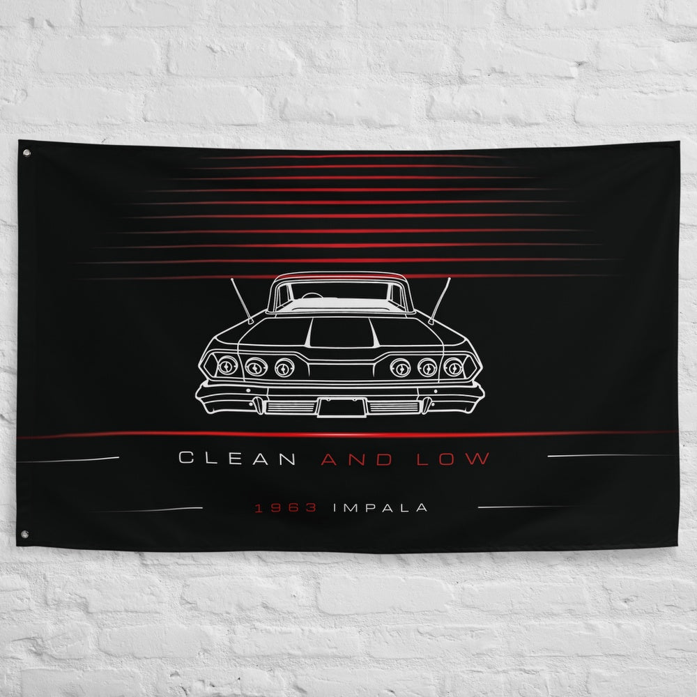 Chevrolet Impala 1963 car silhouette flag - White Brick Wall