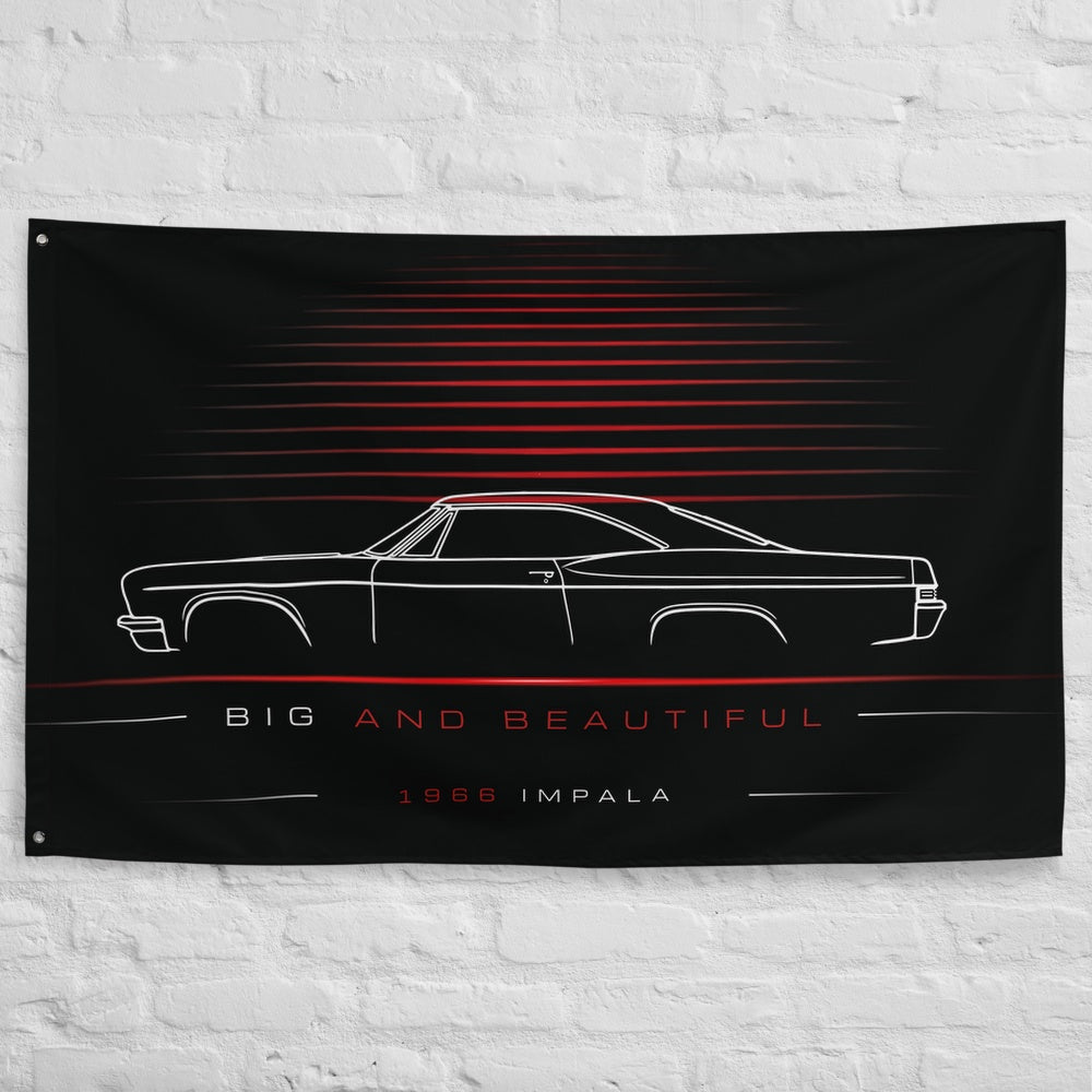 Chevrolet Impala 1966 car silhouette flag - White Brick Wall