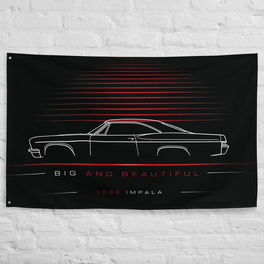 Chevrolet Impala 1966 car silhouette flag - White Brick Wall