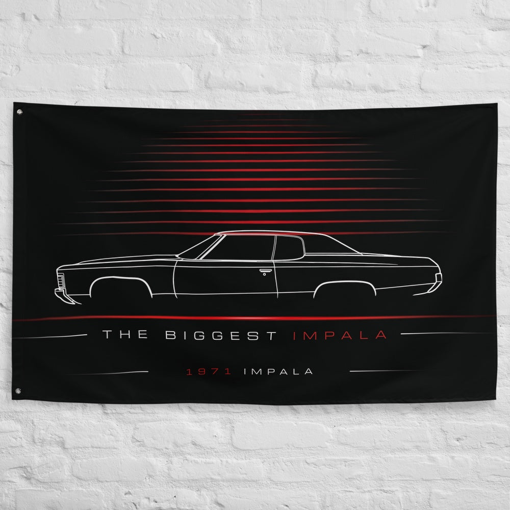 Chevrolet Impala 1971 car silhouette flag - White Brick Wall