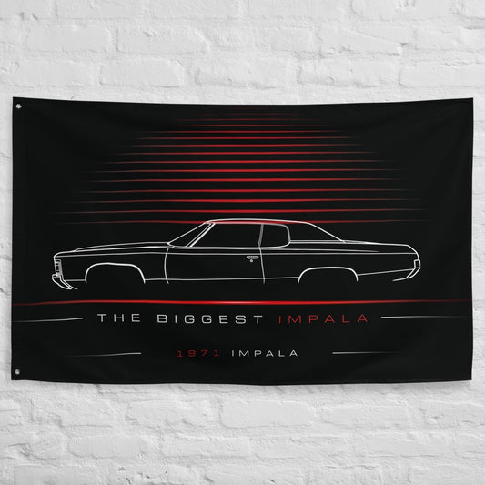 Chevrolet Impala 1971 car silhouette flag - White Brick Wall