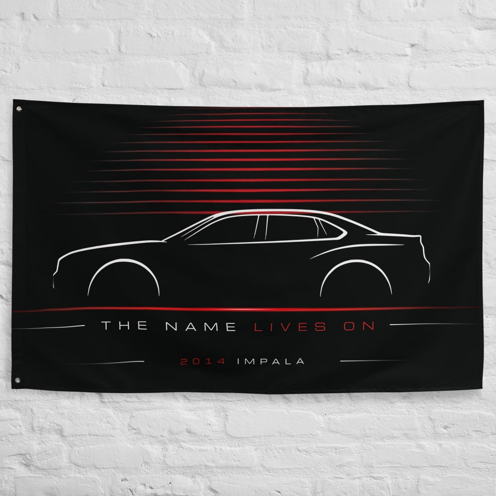 Chevrolet Impala 2014 car silhouette flag - White Brick Wall