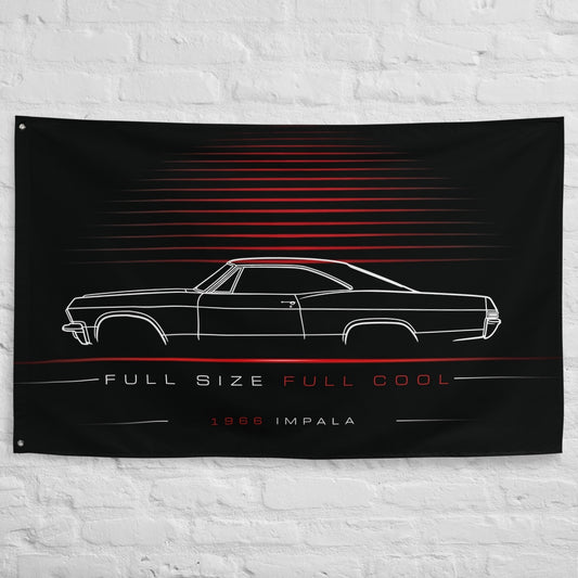 Chevrolet Impala 1966 car silhouette flag - White Brick Wall