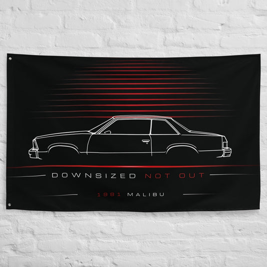 Chevrolet Malibu 1981 car silhouette flag - White Brick Wall