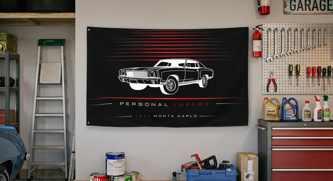Chevrolet Monte Carlo 1970 car silhouette flag - Garage Wall