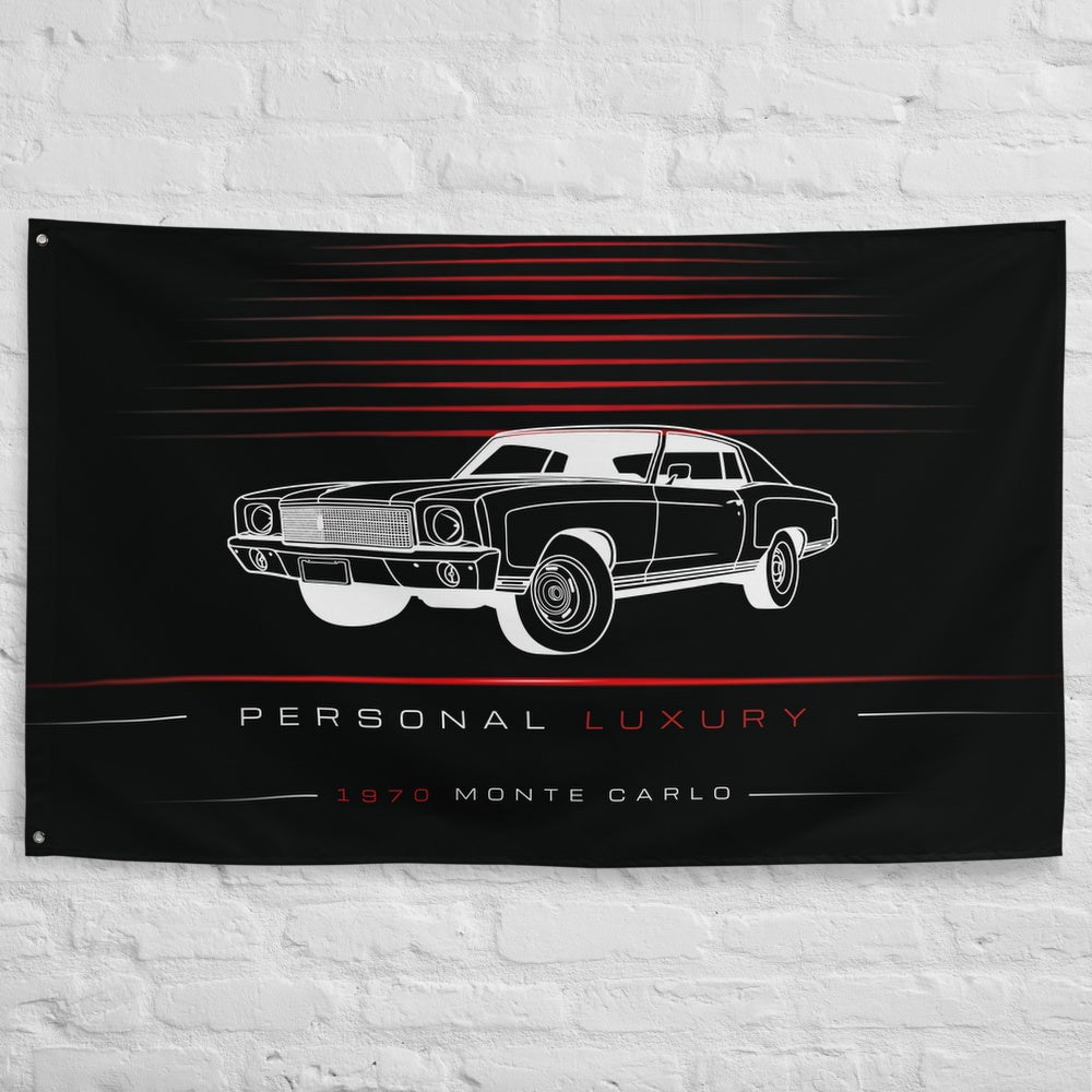 Chevrolet Monte Carlo 1970 car silhouette flag - White Brick Wall