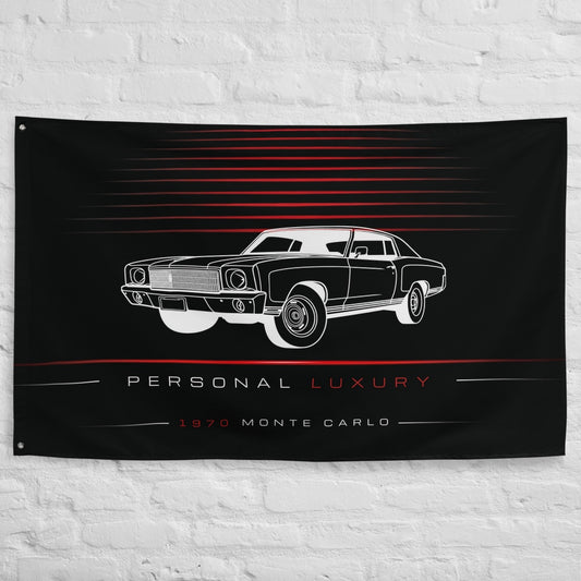 Chevrolet Monte Carlo 1970 car silhouette flag - White Brick Wall