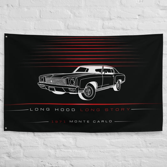 Chevrolet Monte Carlo 1971 car silhouette flag - White Brick Wall
