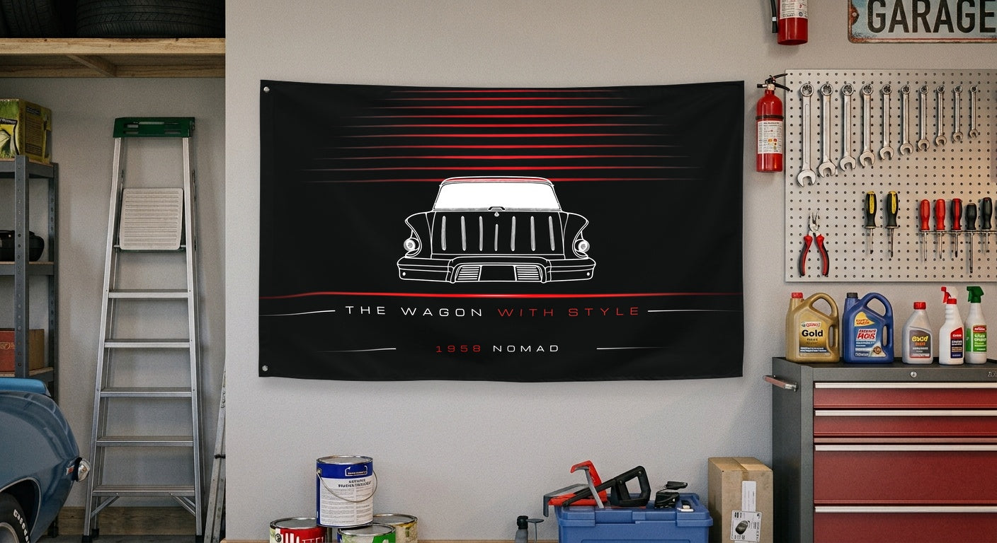 Chevrolet Nomad Classic 1958 car silhouette flag - Garage Wall