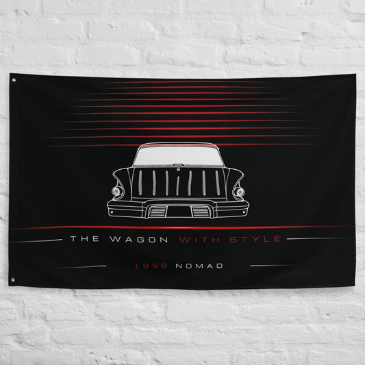 Chevrolet Nomad Classic 1958 car silhouette flag - White Brick Wall