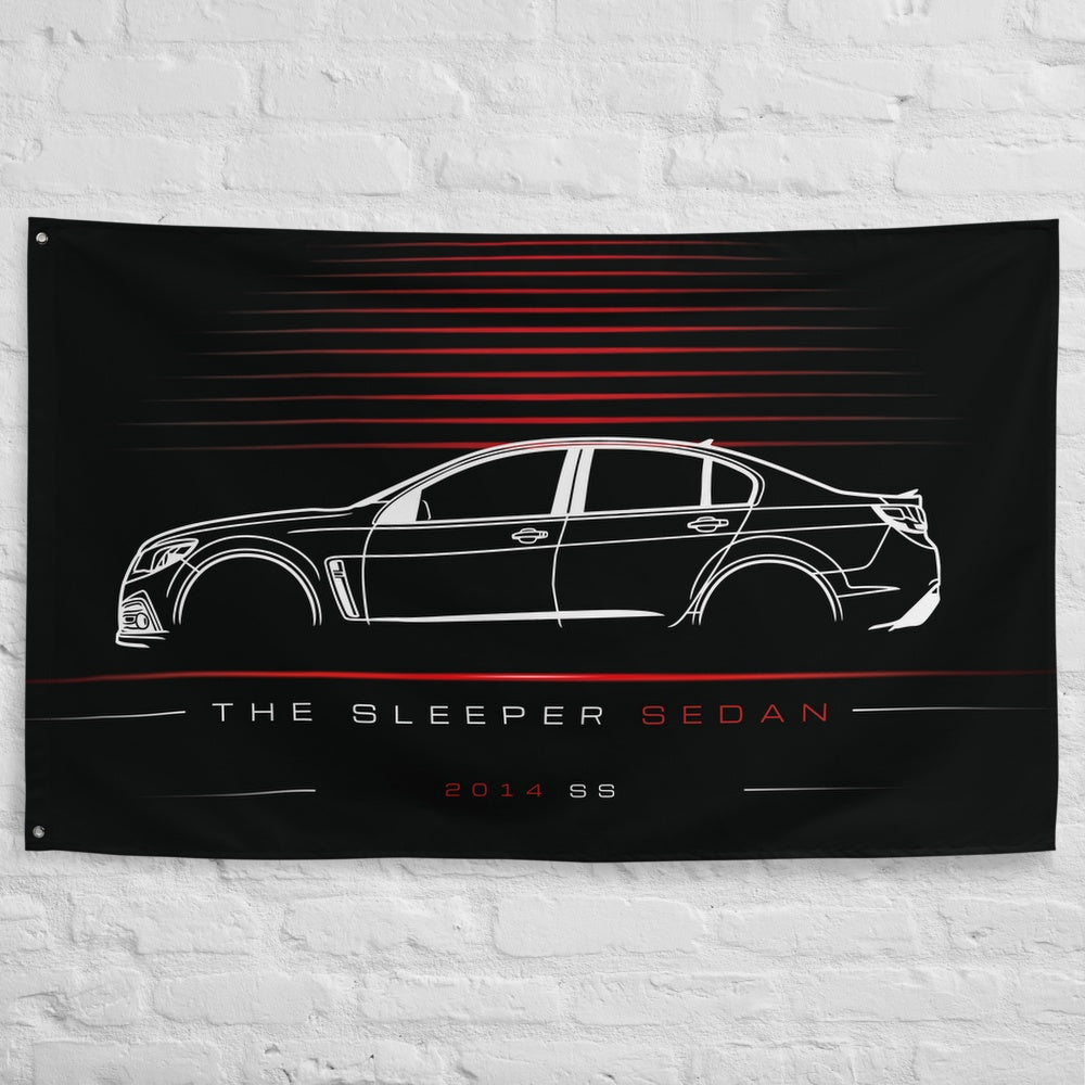 Chevrolet SS 2014 car silhouette flag - White Brick Wall