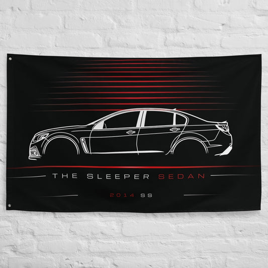Chevrolet SS 2014 car silhouette flag - White Brick Wall