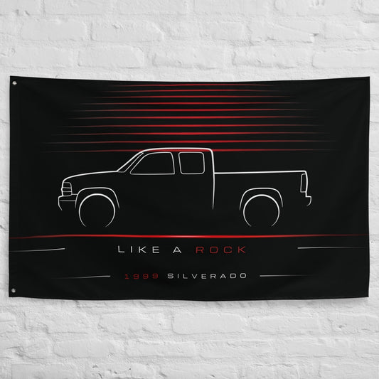 Chevrolet Silverado 1999 car silhouette flag - White Brick Wall
