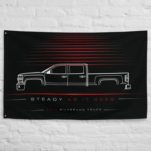 Chevrolet Silverado Truck 2014 car silhouette flag - White Brick Wall