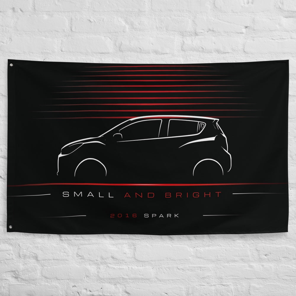 Chevrolet Spark 2016 car silhouette flag - White Brick Wall
