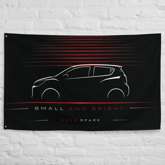 Chevrolet Spark 2016 car silhouette flag - White Brick Wall
