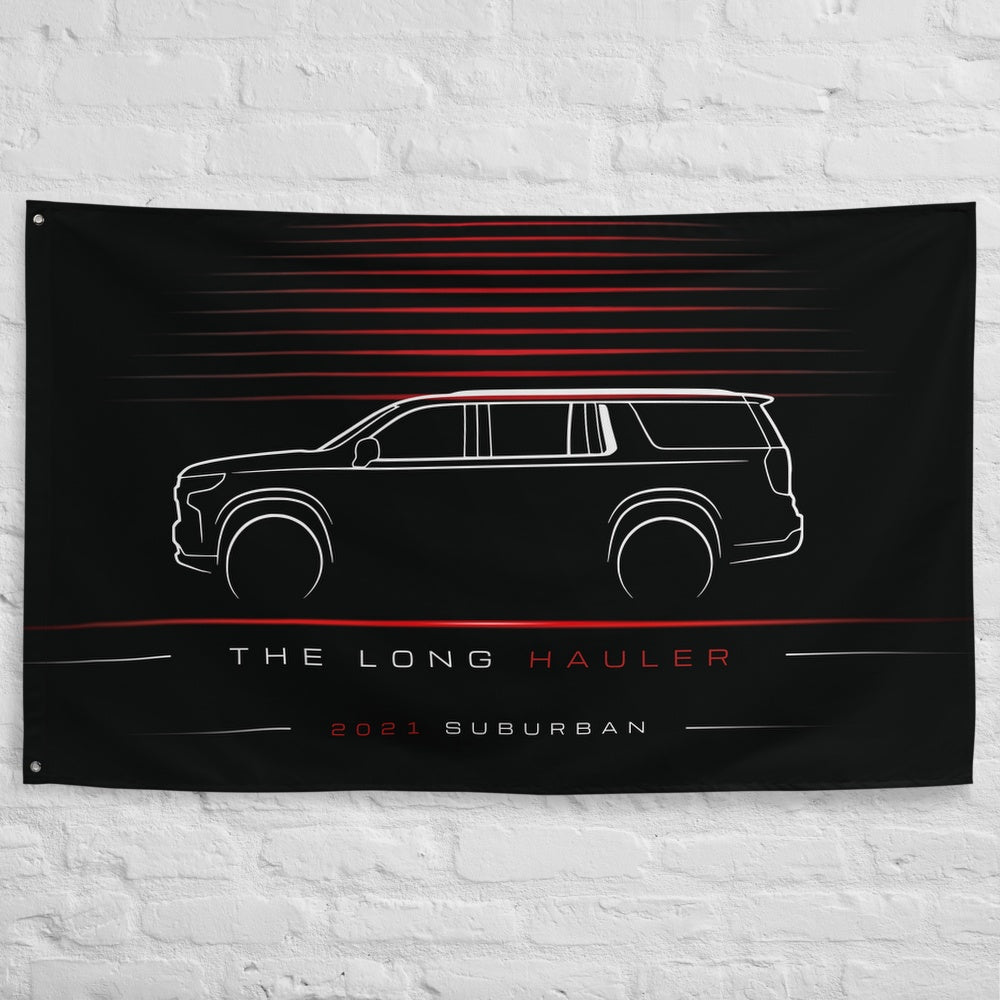 Chevrolet Suburban 2021 car silhouette flag - White Brick Wall