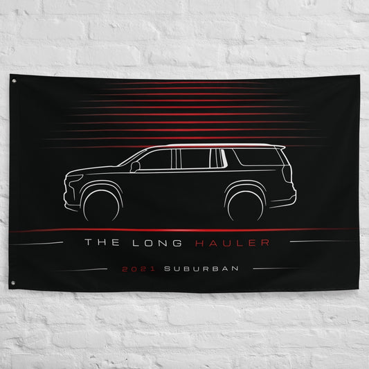 Chevrolet Suburban 2021 car silhouette flag - White Brick Wall
