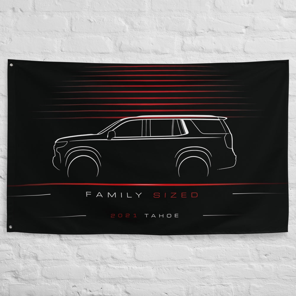 Chevrolet Tahoe 2021 car silhouette flag - White Brick Wall