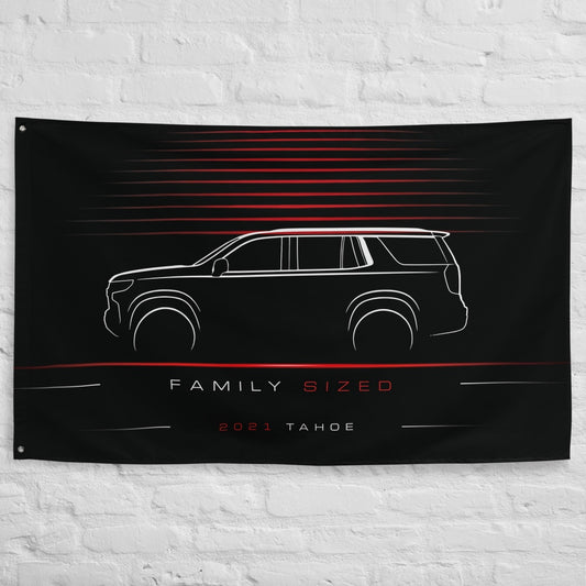 Chevrolet Tahoe 2021 car silhouette flag - White Brick Wall
