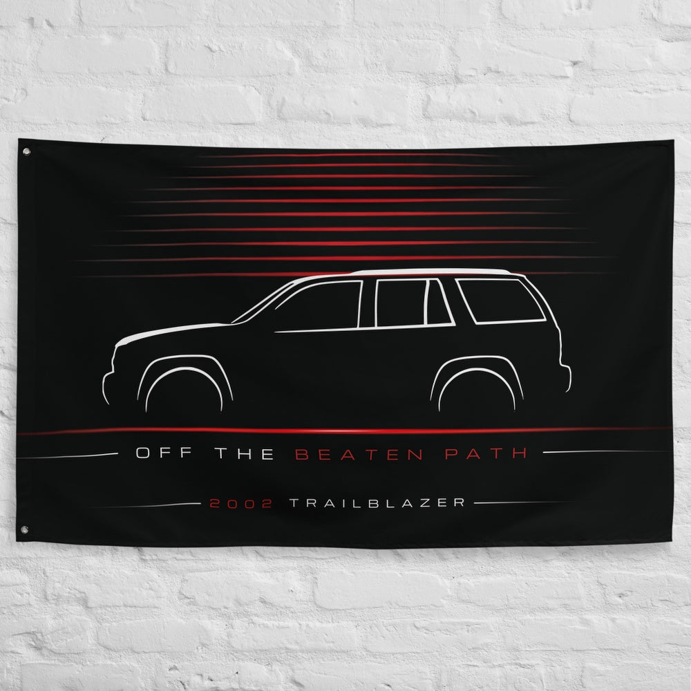Chevrolet TrailBlazer 2002 car silhouette flag - White Brick Wall