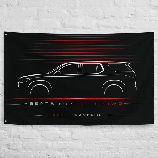 Chevrolet Traverse 2021 car silhouette flag - White Brick Wall