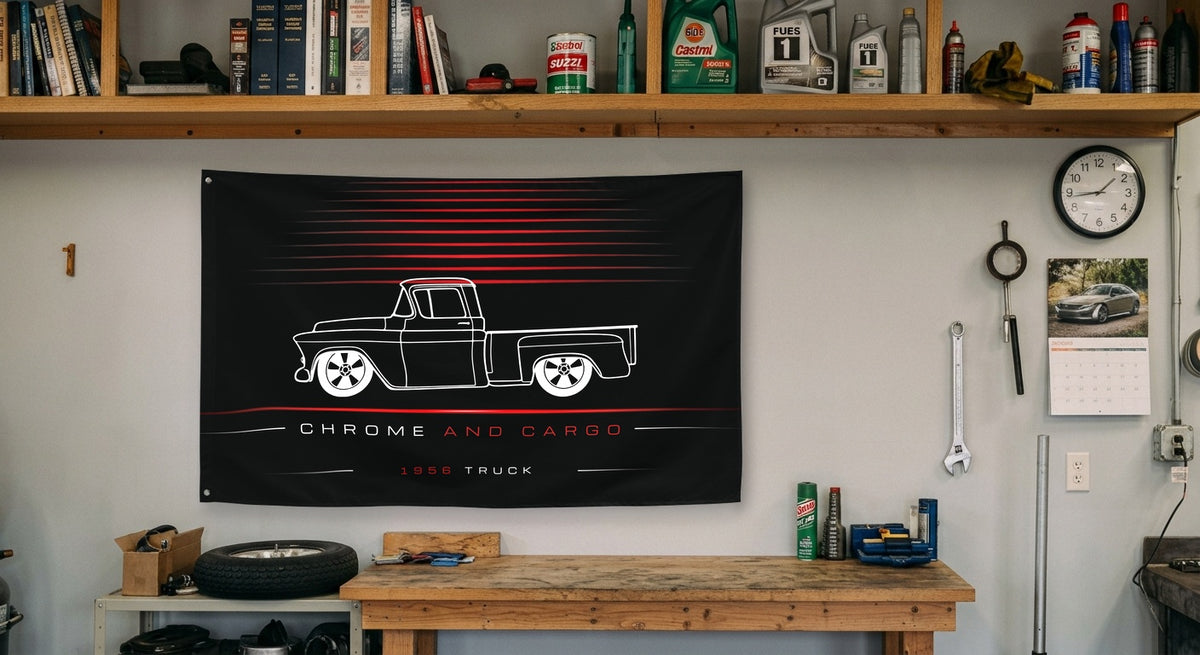 Chevrolet Truck 1956 car silhouette flag - Garage Workbench