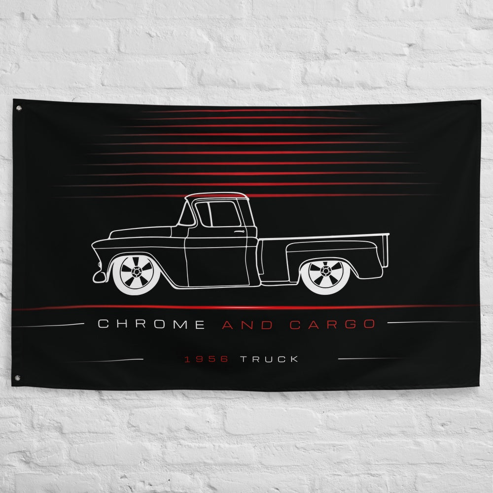 Chevrolet Truck 1956 car silhouette flag - White Brick Wall