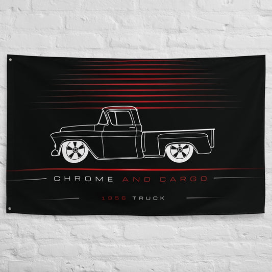 Chevrolet Truck 1956 car silhouette flag - White Brick Wall