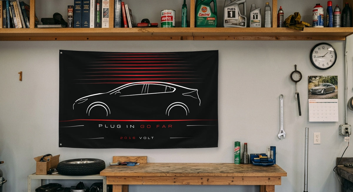 Chevrolet Volt 2016 car silhouette flag - Garage Workbench