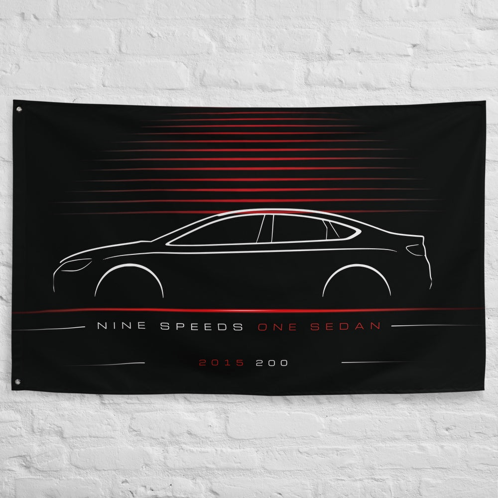 Chrysler 200 2015 car silhouette flag - White Brick Wall